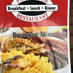 a menu for breakfast