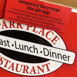 50 cent egg surcharge per egg