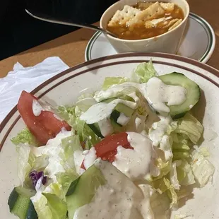 House salad &amp; lentil soup