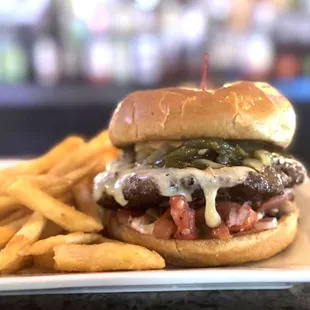 1/2lb never frozen Sancho Burger &amp; fries