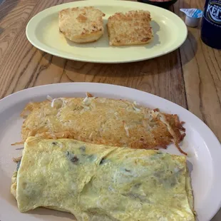 Omelette and biscuits