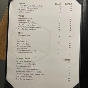 Wine List