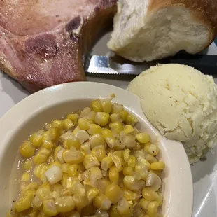 Smoke chop, mash potato &amp; gravy and corn