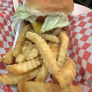 Cheeseburger and fries