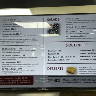 sushi and sashimi, menu