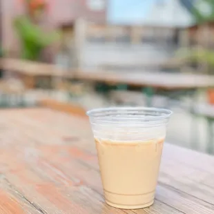 Brown sugar and warm spices oat milk iced latte