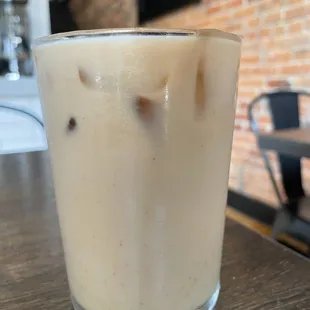 a glass of iced coffee