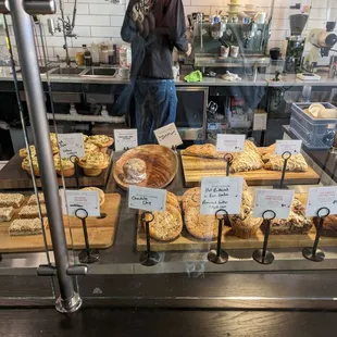 a variety of pastries on display