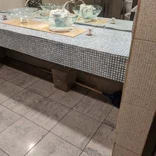 This bathroom made me feel like I needed to shower. Broken sink. Insanely dirty.