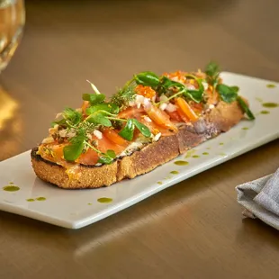 House smoked salmon toast