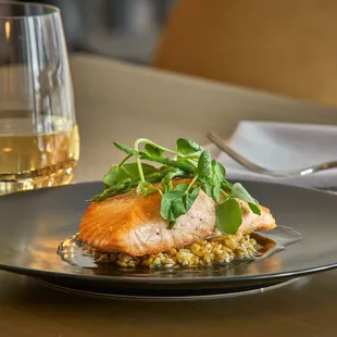 Faroe Island Salmon on Toasted Freekah