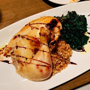 Wood oven Half Chicken w/ Farro and Swiss Chard