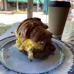 Egg and cheese sandwich on a Croissant