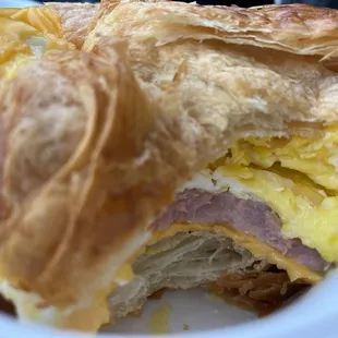 Ham, egg, and cheese croissant