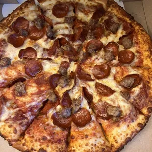 Sausage and pepperoni pizza