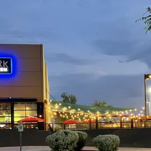 Outside Dining.  Sails, Misters, Bistro Lights