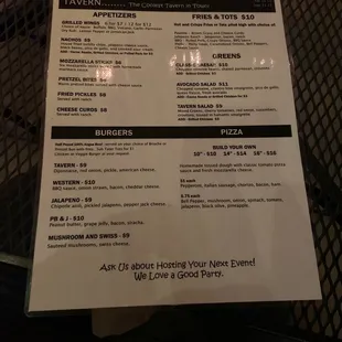 The menu simple but good