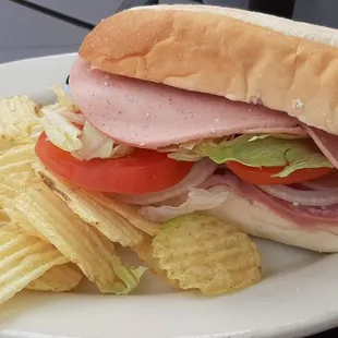 5.99 half italian with chips, we ordered it cold