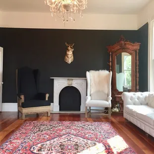 The parlor where I spent evenings reading and journaling.