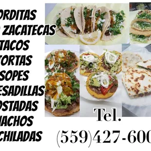 a variety of tacoss and quesadillas
