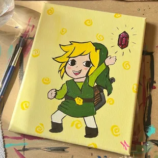 Let&apos;s paint Lynk from the legends of Zelda games on canvas