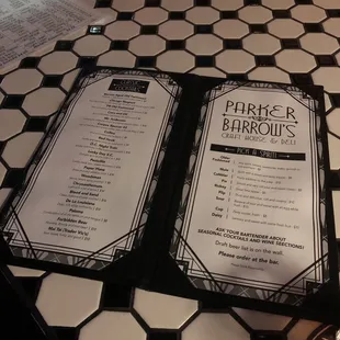 a menu on a table