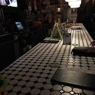 Subway tile style bar - VERY New Orleans-ish