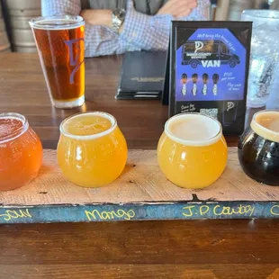 a flight of beers