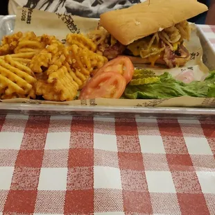 Boyfriends Texas BBQ Burger and Waffle Fries