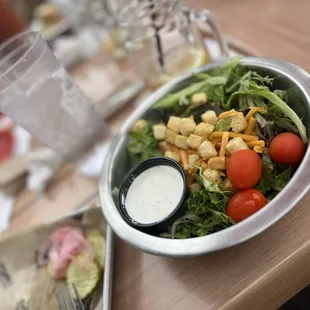 Side salad with ranch dressing