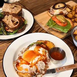 two plates of food on a table