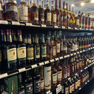 shelves of liquor in a store