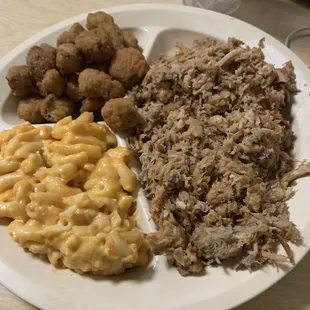 Large BBQ Plate with Mac &amp; Cheese - 4 oz. Cup of Fried Okra.