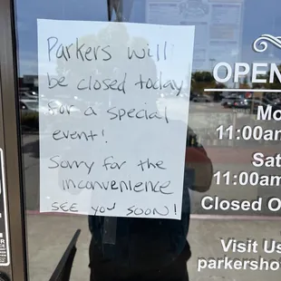 Closed with no notice online.