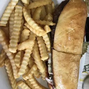 Steak hoagie and fries