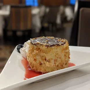 a piece of cake on a plate