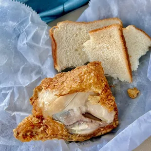 Fried chicken legs and white bread!