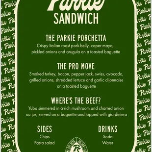 The menu