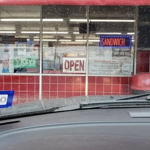 the front window of a restaurant