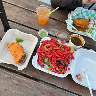 Birria Taco from Domingo&apos;s &amp; Nor Cal Fries from Man vs Fries