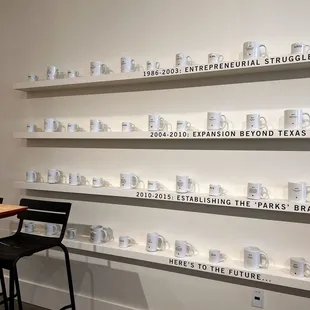 shelves of coffee cups
