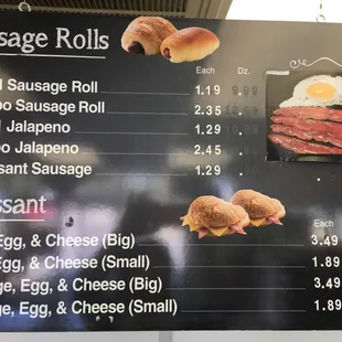 Sausage Roll &amp; Croissant Menu
