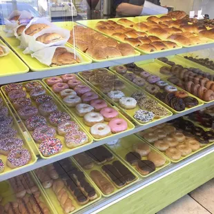 a variety of doughnuts on display
