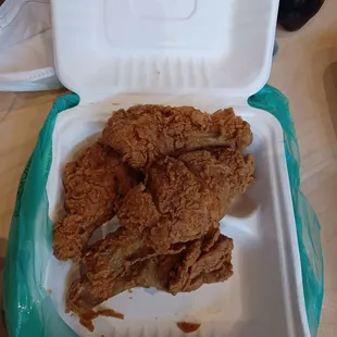 Fried chicken drumsticks,  $2 each.