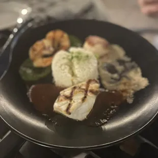 a plate of food on a stove