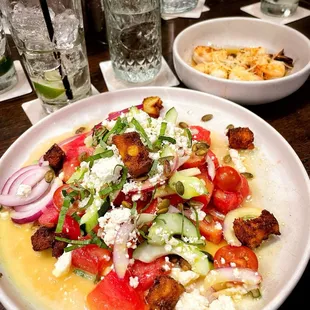 Watermelon Salad and a side of Woodstone Roasted Shrimp