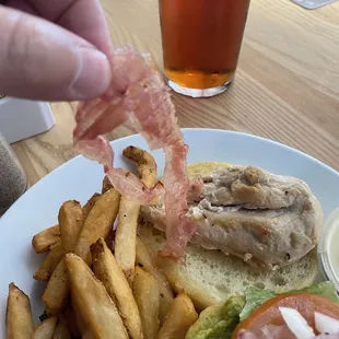 Undercooked grey chicken sandwich