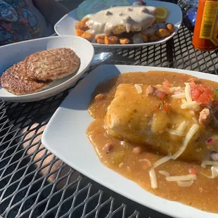 Breakfast Burrito, Chicken Fried Steak