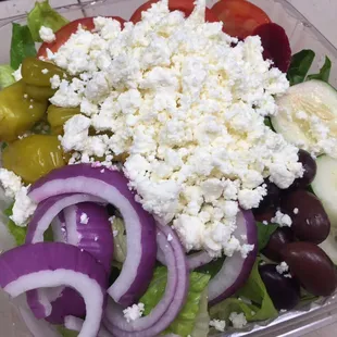 Parkside"s Greek salad .. Peppers,red onion,olives,beets,cucumber,tomato,feta cheese