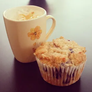 my caramel macchiato and blueberry muffin!